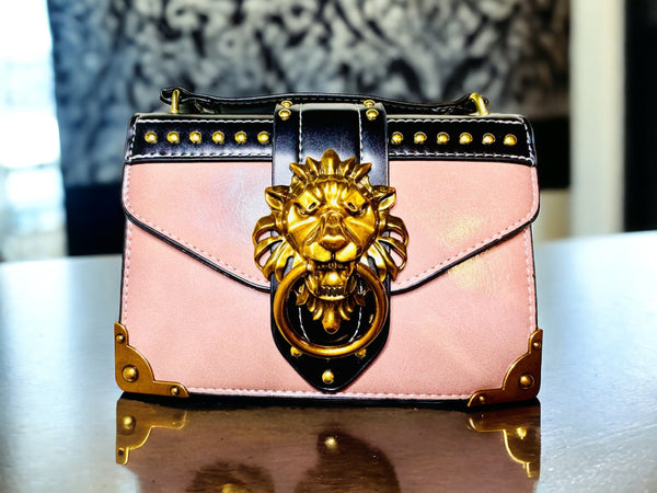 Elegant Shoulder Bag with Lion Head Decoration