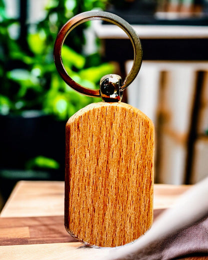 Elegant Wooden Keychain with Personalization Option for Engraving – Perfect for a Gift