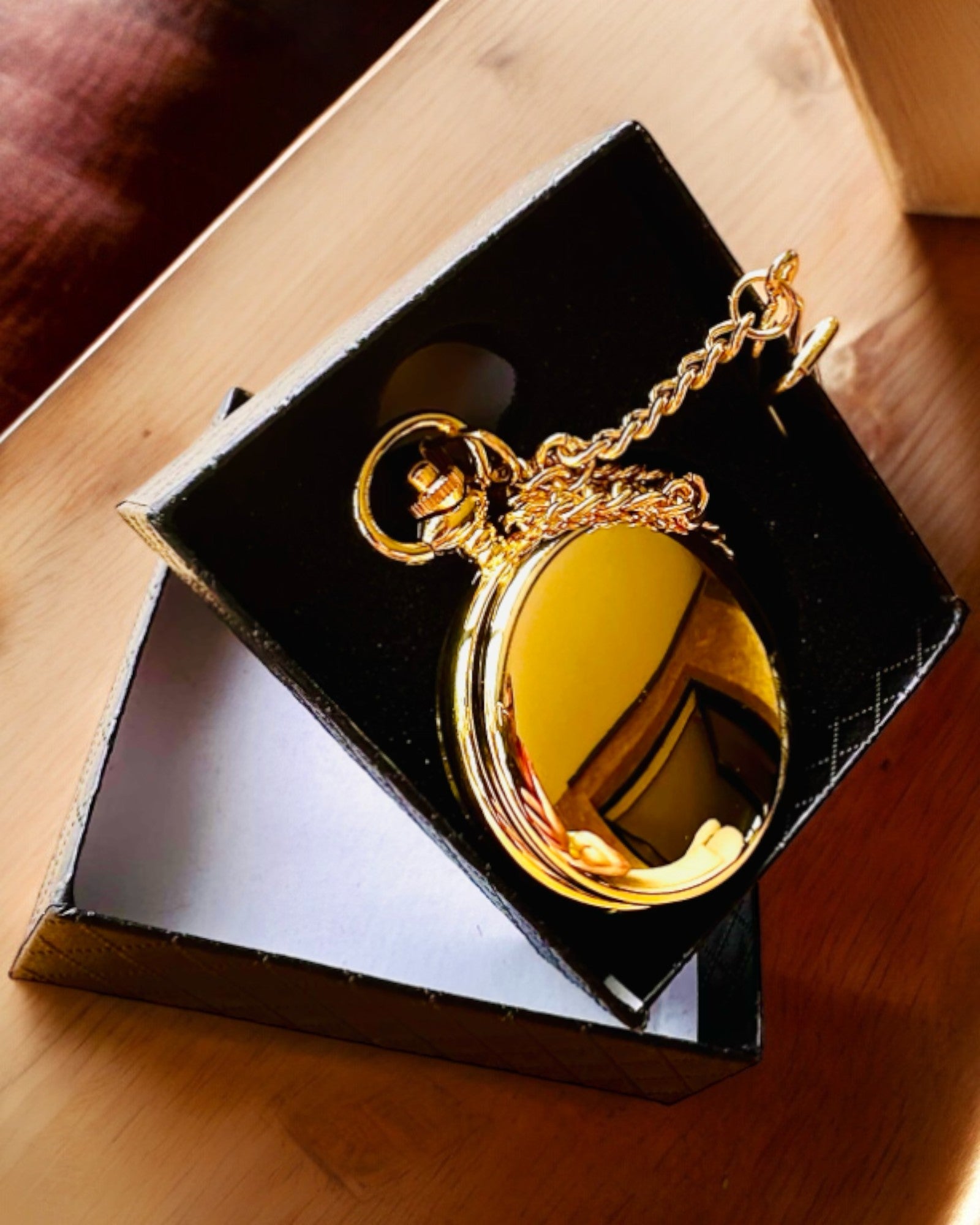 Grand Elegance Pocket Watch with Double Cover, Manual, Gold Color, with engraving for a gift