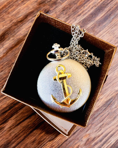 Pocket Watch "Golden Anchor" - personalization for a gift with engraving