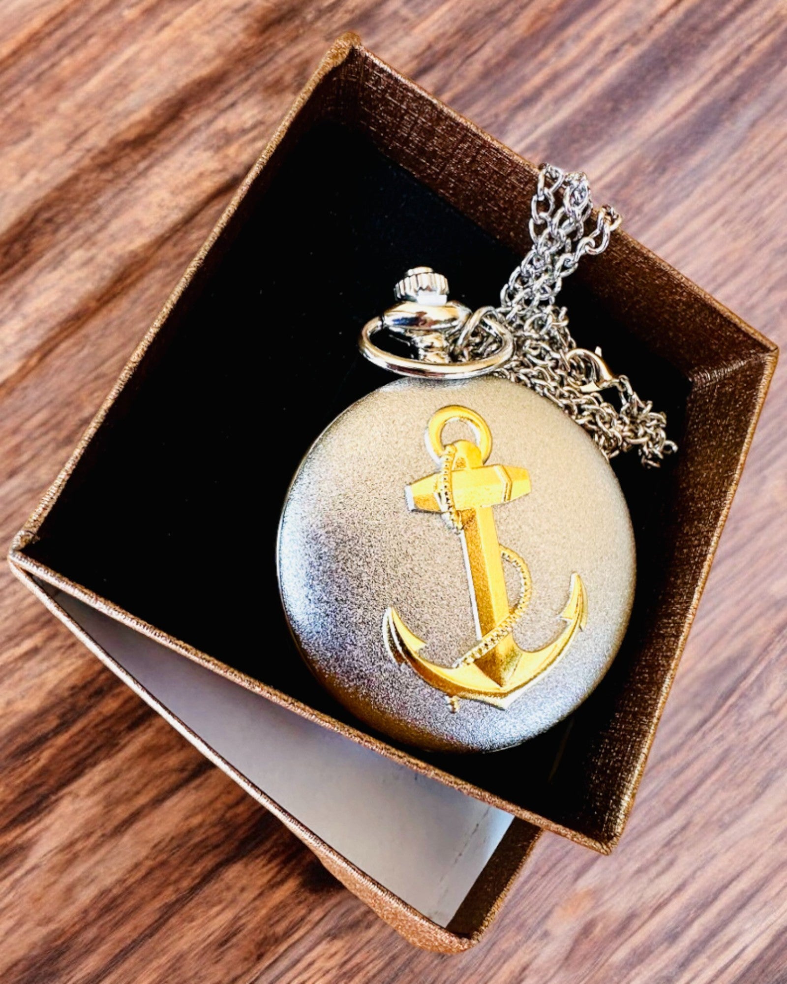 Pocket Watch "Golden Anchor" - personalization for a gift with engraving