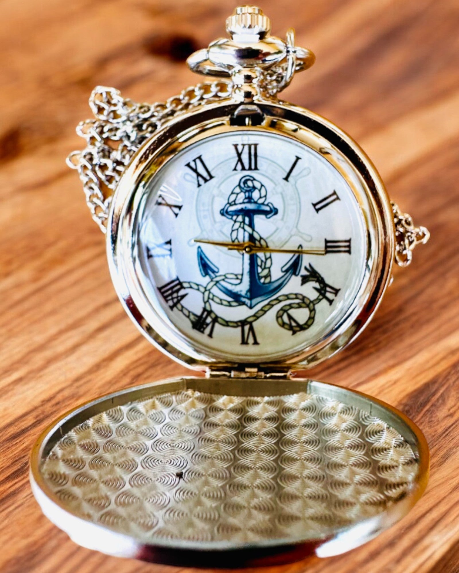 Pocket Watch "Golden Anchor" - personalization for a gift with engraving