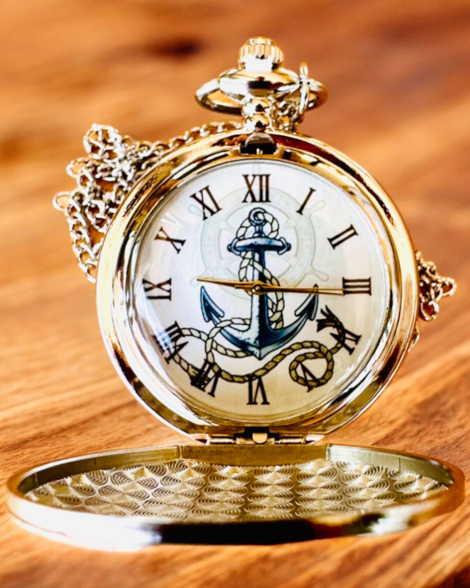 Pocket Watch "Golden Anchor" - personalization for a gift with engraving