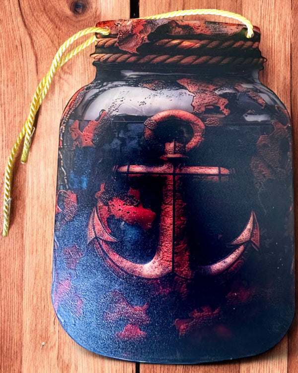 Sea Pendant "Anchor in a Jar" decorative pendant, can be personalized with engraving