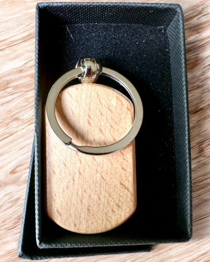 Elegant Wooden Keychain with Personalization Option for Engraving – Perfect for a Gift