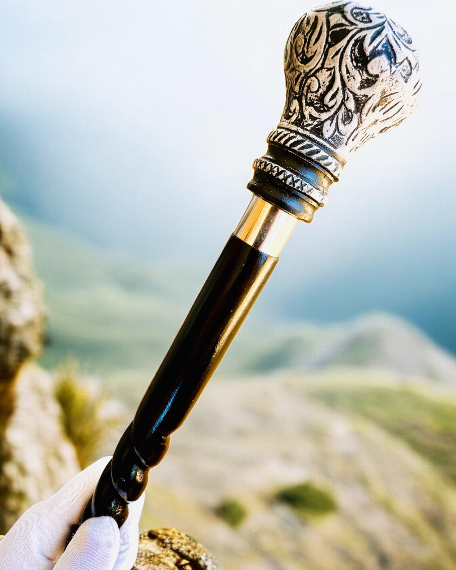 "Majesty's Cane" Walking Stick Wooden Handcrafted, engraving option, 2 variants to choose from