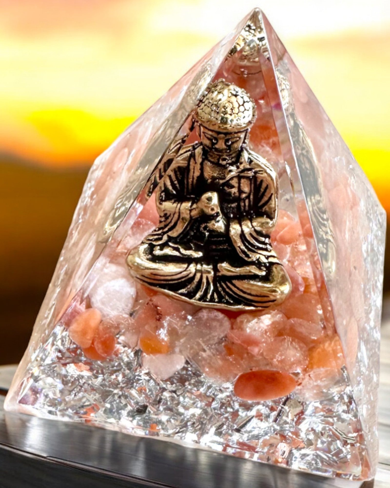 Energy Pyramid "Meditation of Peace" with Precious Stones