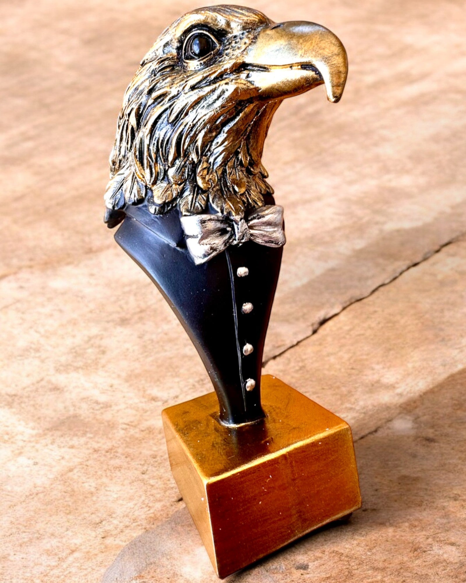 Eagle Head Figurine Büffel Warden – in an Elegant Tuxedo with Engraving Option for a Gift