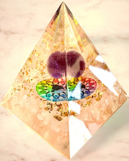 Orgonite Energy Pyramid "Harmony of Light" - Crystal, for a gift