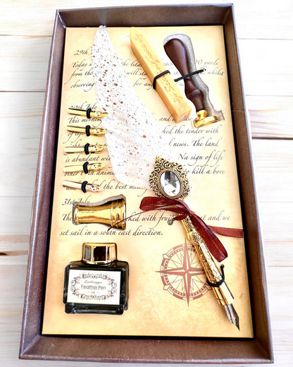 Calligraphy Set "Elegance in Practice" with Engraving Option, for a gift. 2 color variants to choose from.