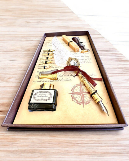 Calligraphy Set "Elegance in Practice" with Engraving Option, for a gift. 2 color variants to choose from.