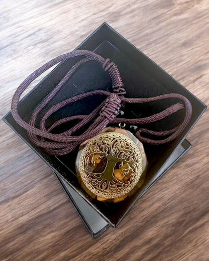 Amulet "Tree of Life" with tiger's eye, necklace for a gift with personalized engraving