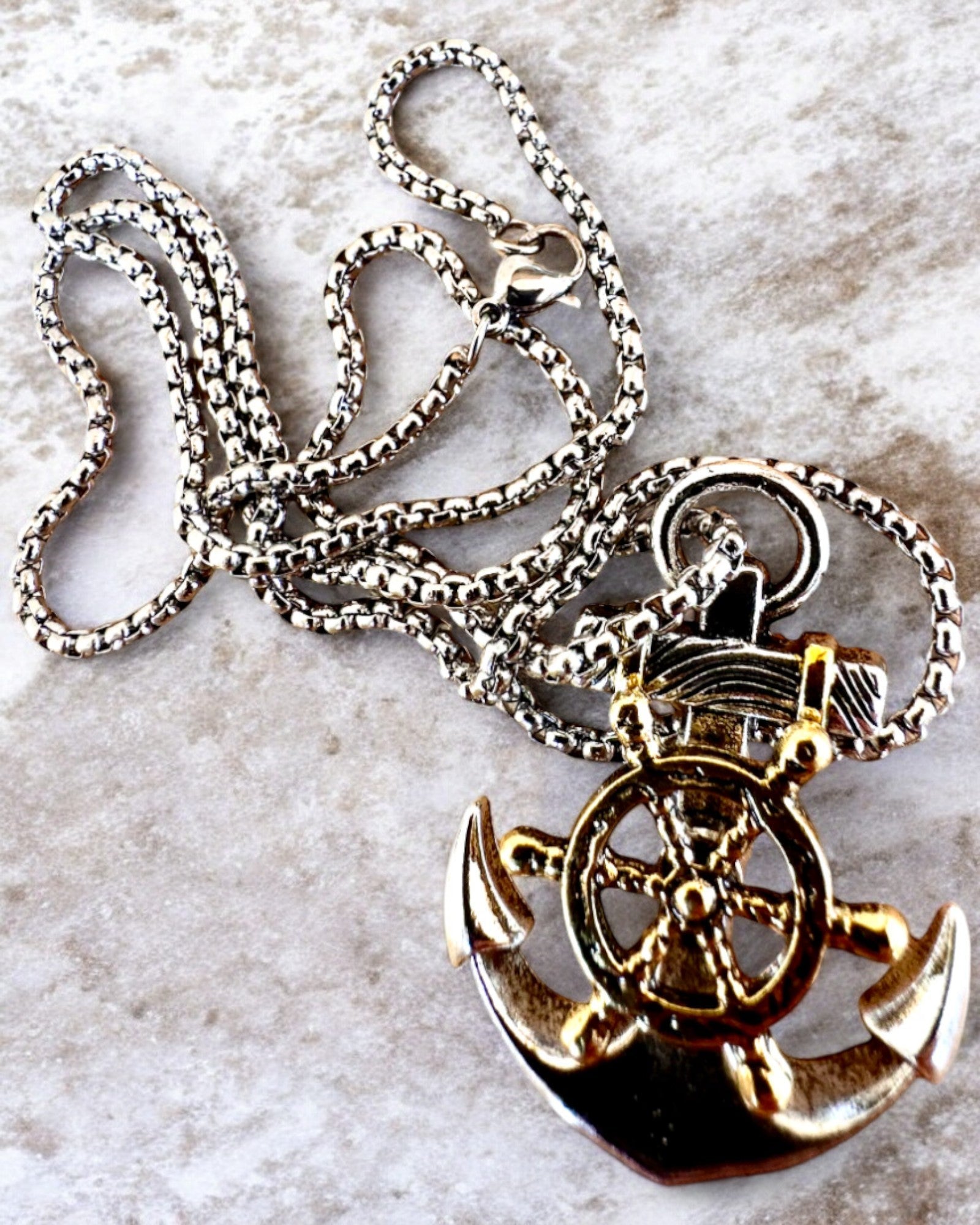 Sea Amulet "Captain's Anchor", necklace with engraving option for a gift