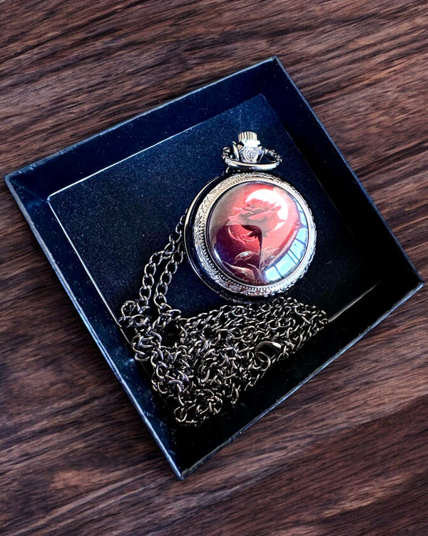 "Rose of the Night" Pocket Watch, can be personalized with engraving as a gift