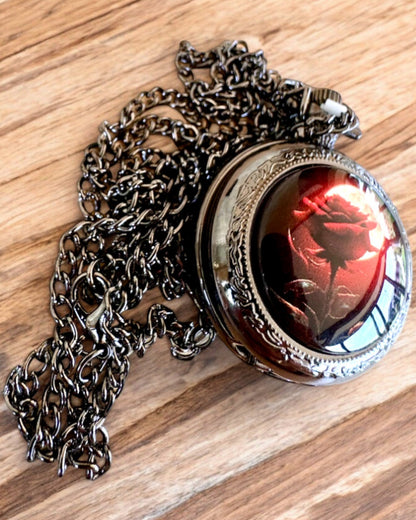 Pocket Watch "Night Rose", customizable engraving option for a gift