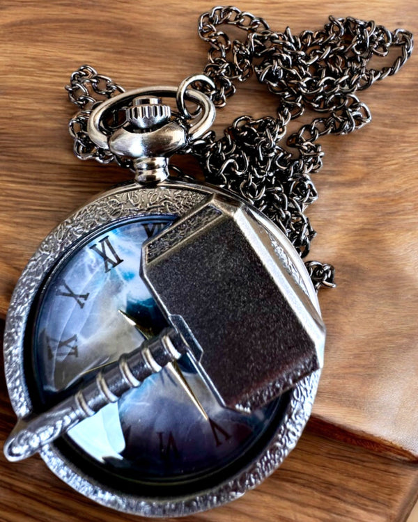 Hammer of Time - Pocket Watch, can be personalized with engraving as a gift