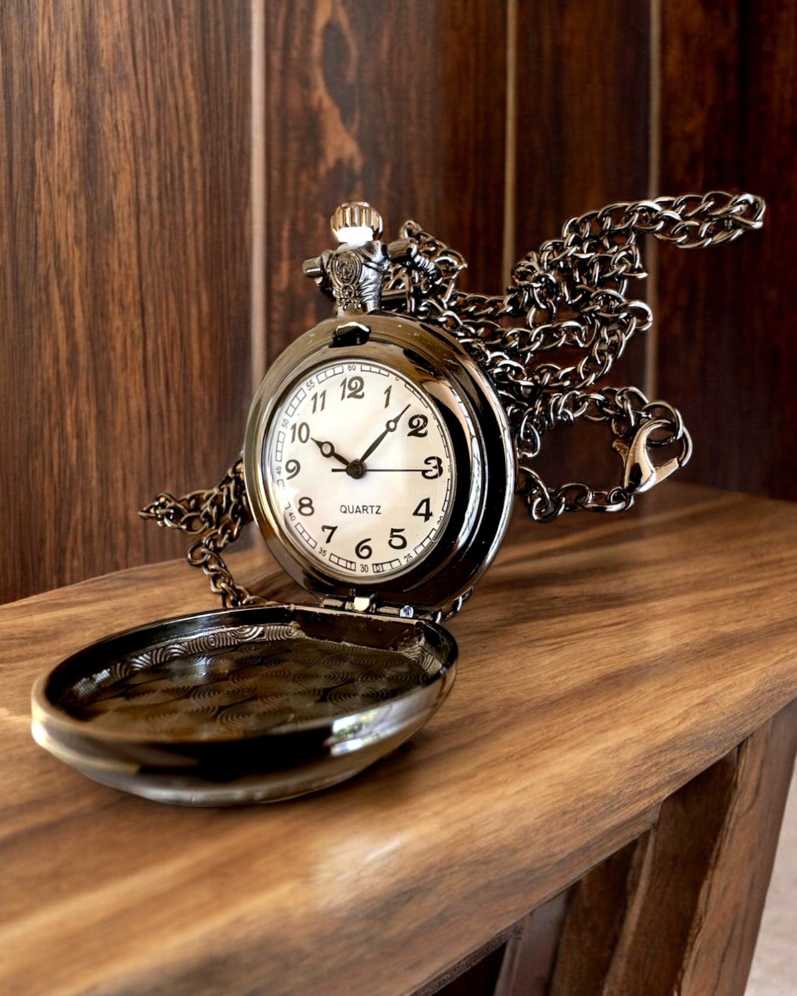 Pocket watch "Tiger Elegance" made of stainless steel with engraving option for a gift