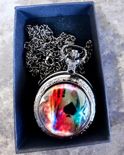 Pocket watch "Magical Deck" - Stylish stainless steel accessory, personalization with engraving for a gift