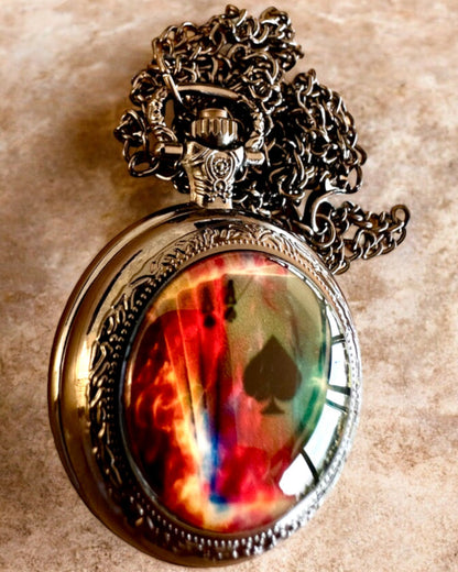 Pocket watch "Magical Deck" - Stylish stainless steel accessory, personalization with engraving for a gift