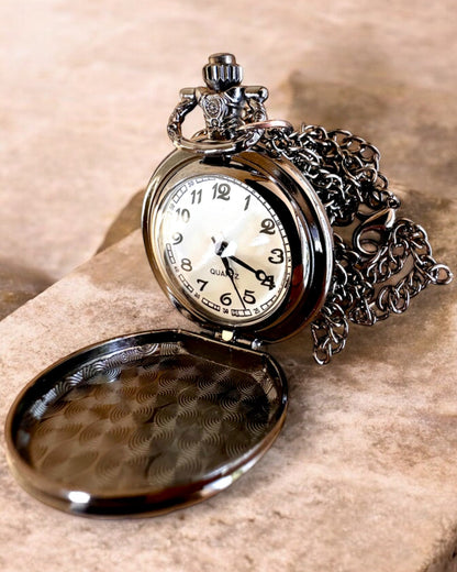 Pocket watch "Magical Deck" - Stylish stainless steel accessory, personalization with engraving for a gift