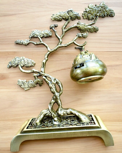 Elegantiškas Metalinis Smilkalų Laikiklis Bonsai - galimybė personalizuoti graviravimu dovanai