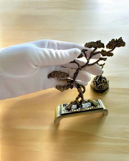 Elegant Metal Incense Holder Bonsai - personalization option with engraving for a gift