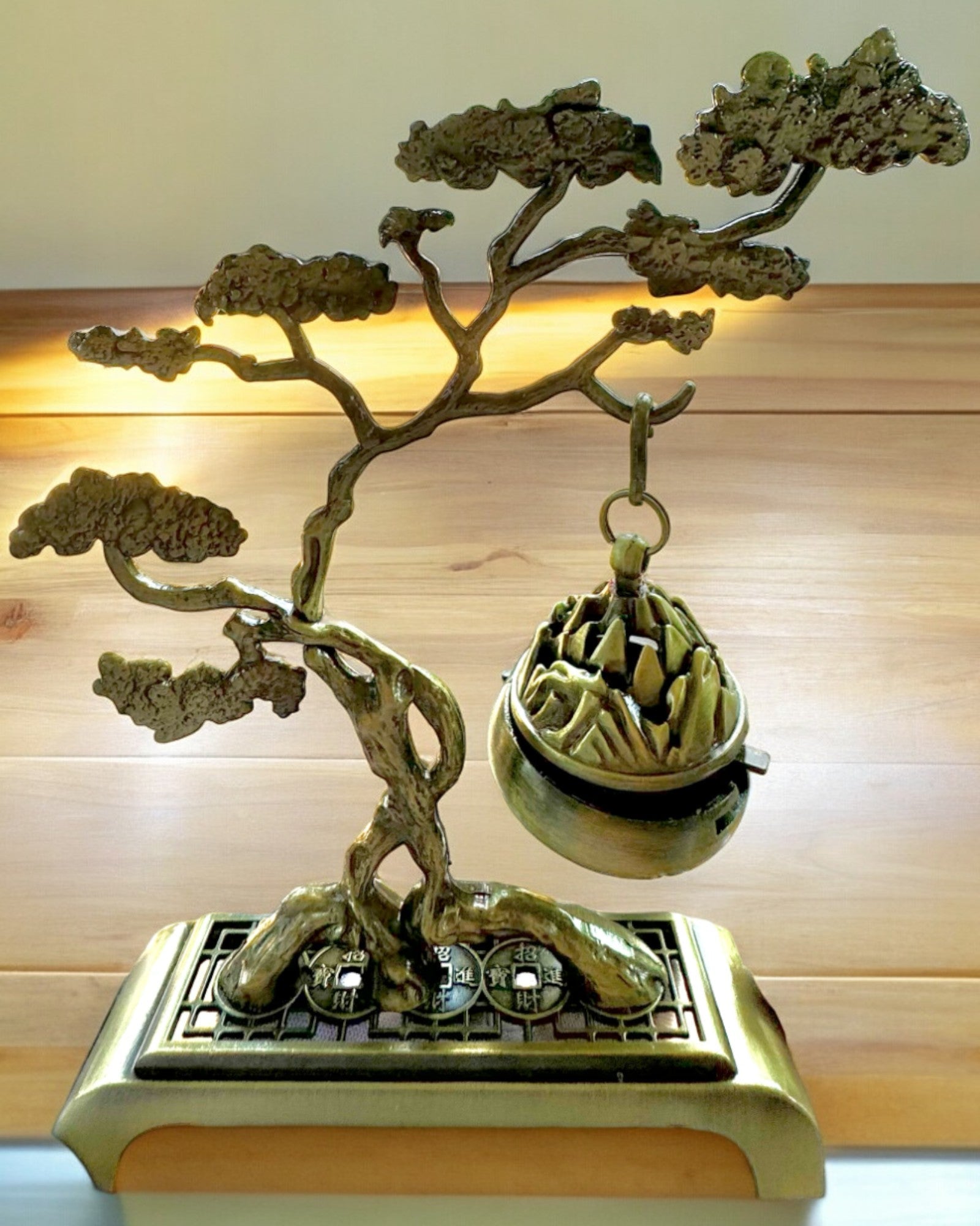 Elegant Metal Incense Holder Bonsai - personalization option with engraving for a gift