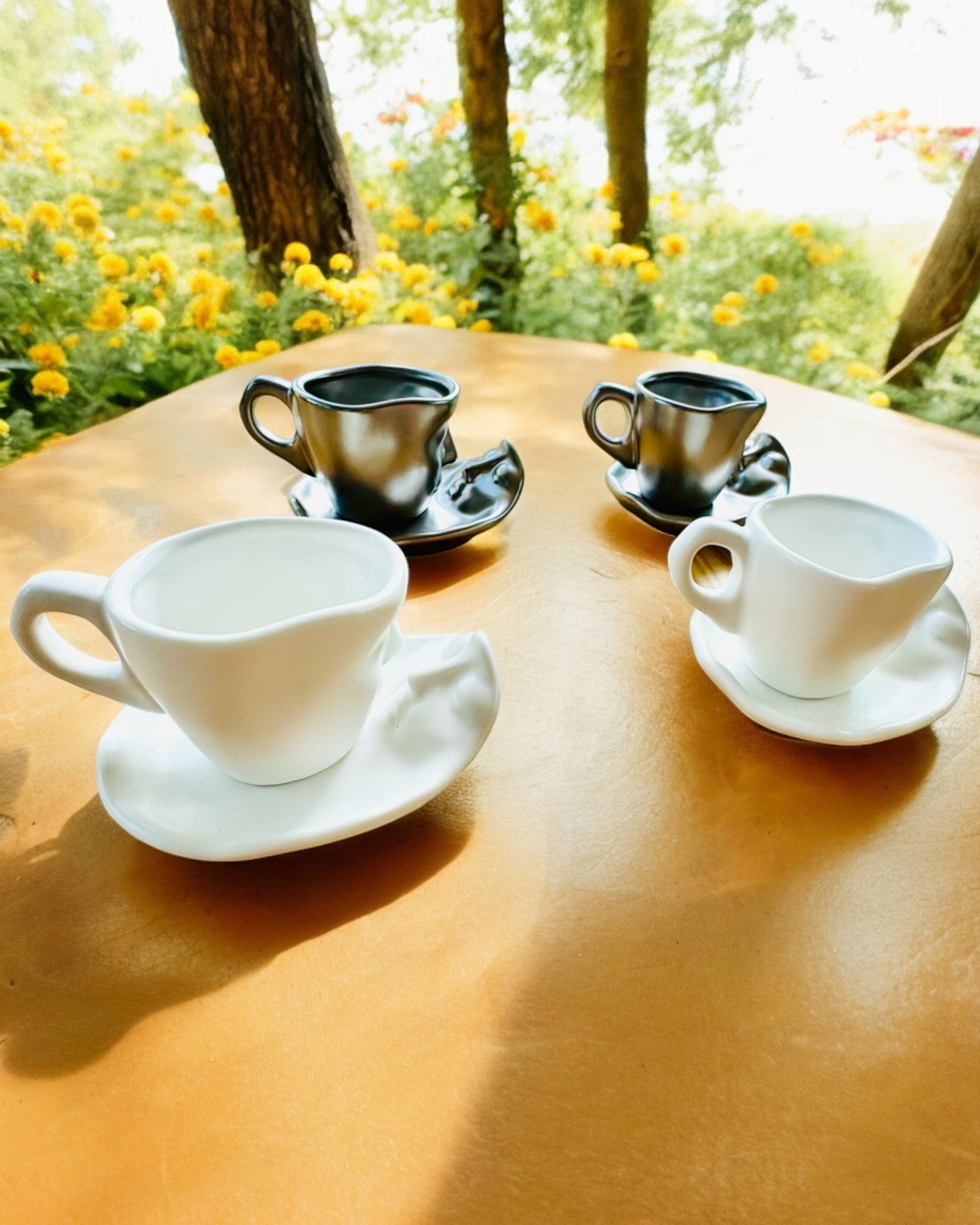 Elegant Ceramic Cups "Maska" – Set of 2 pcs. - personalization option with engraving for a gift