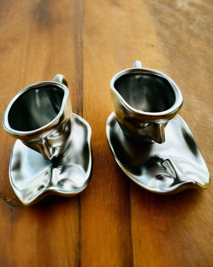 Elegant Ceramic Cups "Maska" – Set of 2 pcs. - personalization option with engraving for a gift