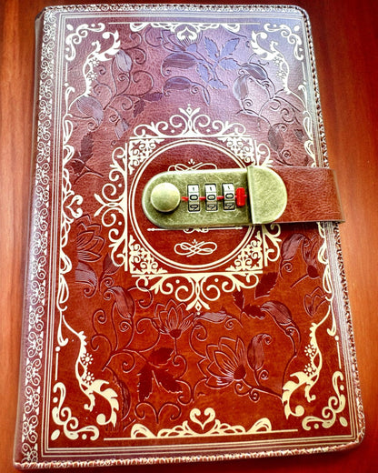 Exclusive Leather Notebook "Secret Notebook" A5 with Combination Lock - personalization with engraving