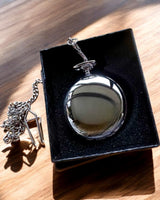 Classic Mechanical Pocket Watch with Double Cover, Manual, Silver Color