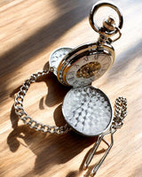 Classic Mechanical Pocket Watch with Double Cover, Manual, Silver Color