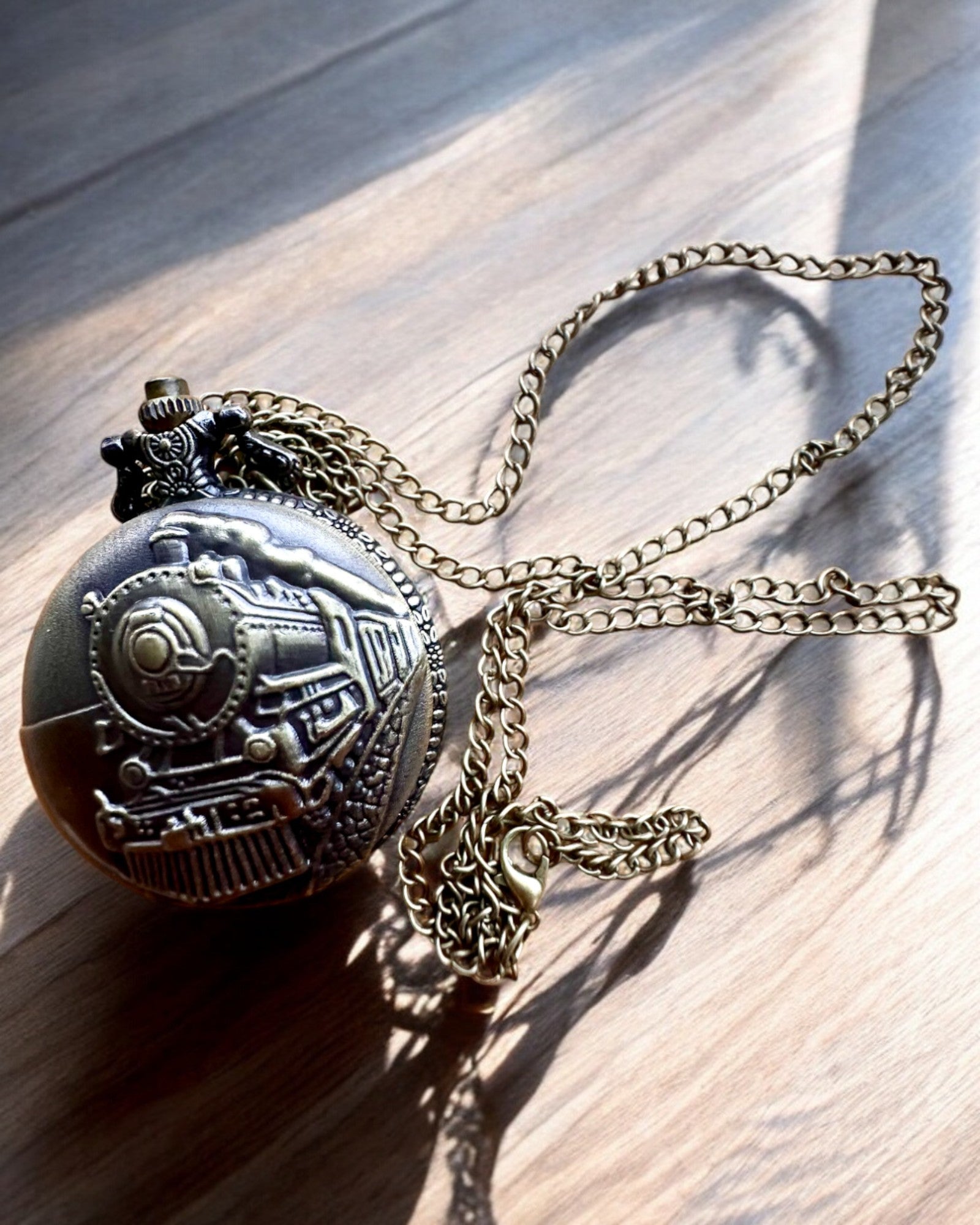 Pocket watch "Locomotive of Time" with engraving, for a gift, train motif