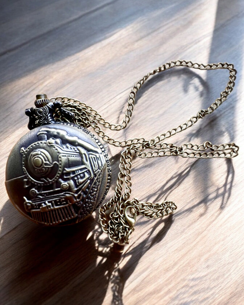 Pocket watch "Locomotive of Time" with engraving, as a gift, train motif