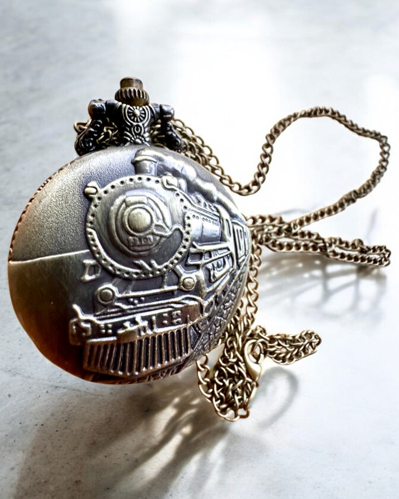 Pocket watch "Locomotive of Time" with engraving, as a gift, train motif