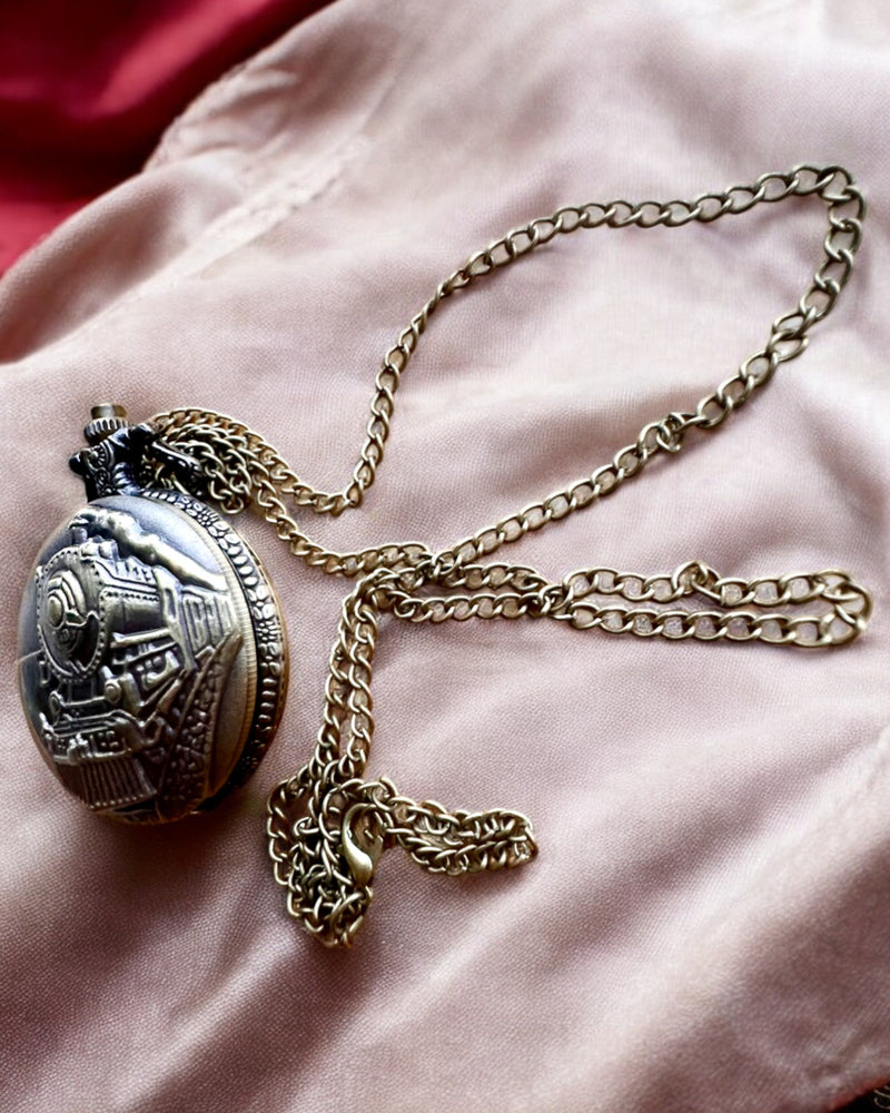 Pocket watch "Locomotive of Time" with engraving, as a gift, train motif