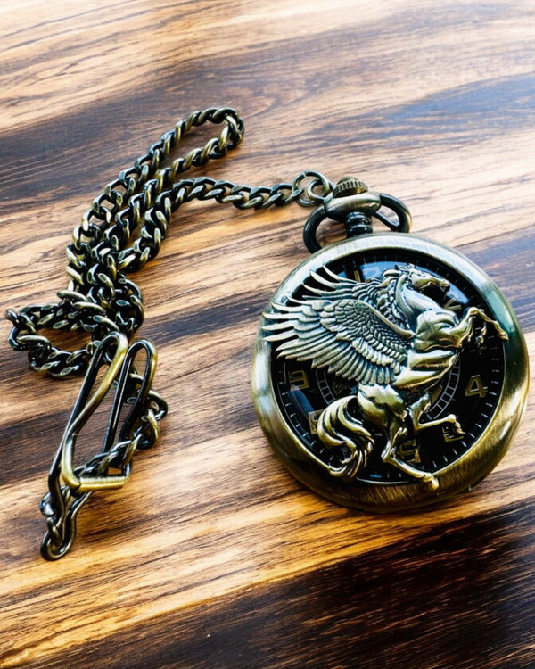 Pocket Watch "Equus Tempus" - Color: Copper, with Horse Motif, can be personalized with engraving