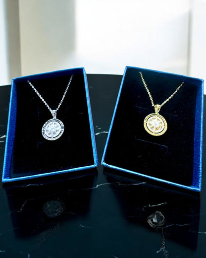 Compass Necklace "Star Direction", personalization option with engraving, 2 color variants to choose from