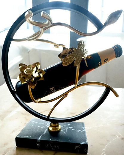 "Elegant Insect" Stand - for a bottle of wine and glasses, height 33 cm, personalization option with engraving for a gift.