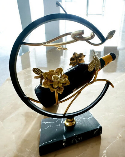 "Elegant Insect" Stand - for a bottle of wine and glasses, height 33 cm, personalization option with engraving for a gift.