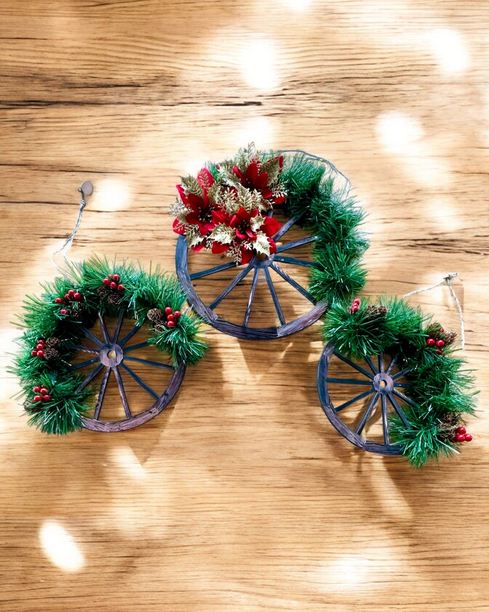 Set of 3 Decorative Christmas Wheels "Joyful Star" - personalization option with engraving for a gift