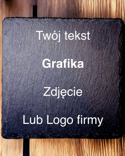 Kafijas, tējas paliktnis no dabīgā akmens ar personalizētu gravējumu – kvadrāts, aplis, sešstūris, 10 cm