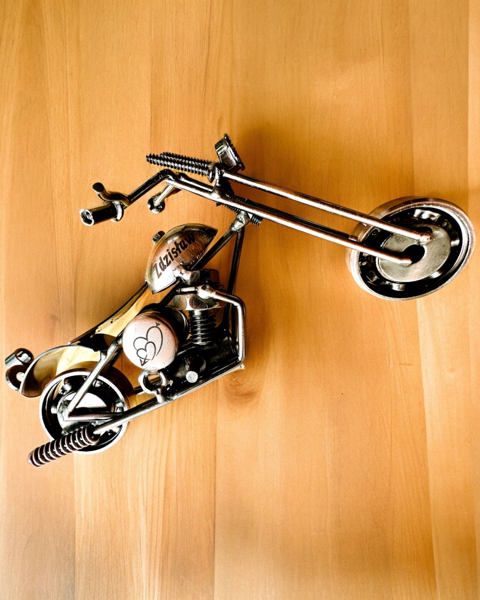 Handmade Iron Motorcycle Model, Chopper, customization, engraving for a gift