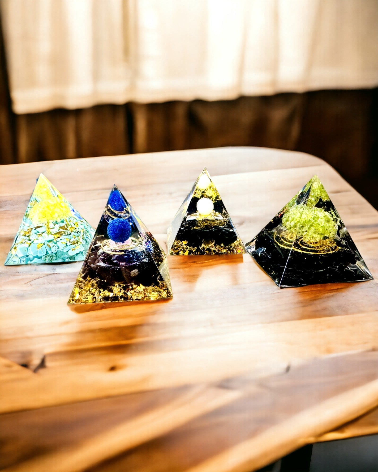 Energy Orgonite Pyramid with Crystals for Meditation – Radiates Positive Energy and Wealth