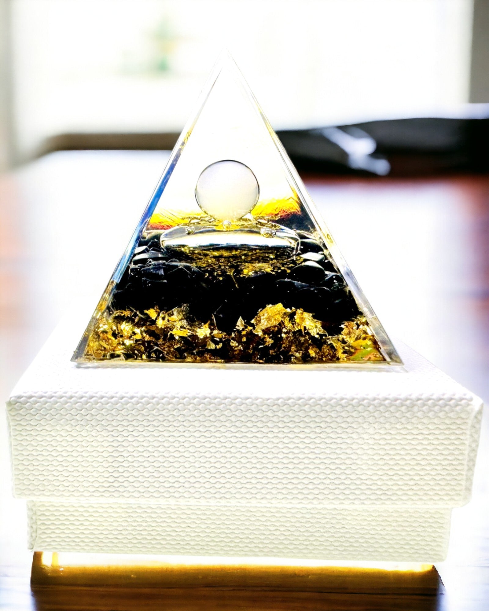 Obsidian Orgone Pyramid – Chakra Energy Generator, Reiki Meditation Tool with Natural Stone