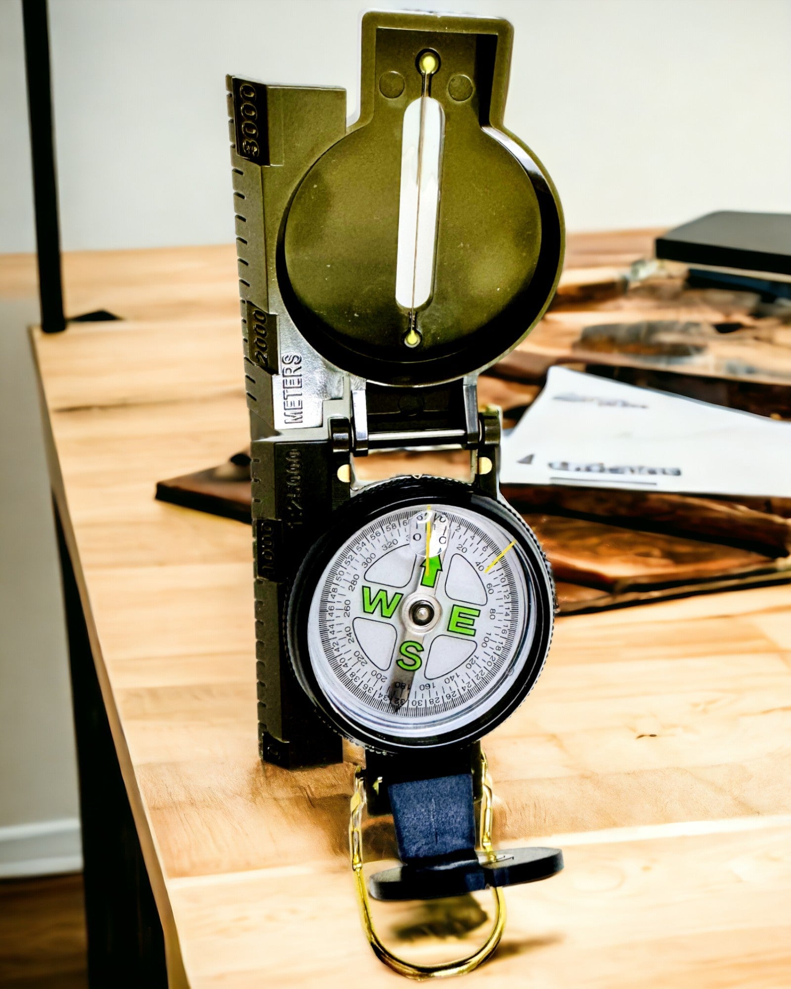 Waterproof High Precision Navigation Compass in Army Green Color – Reliable in Orientation, engraving option available