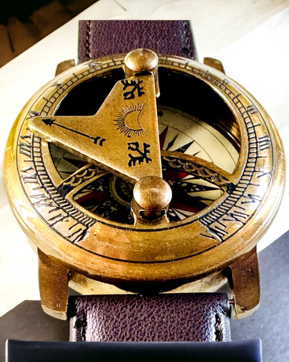 Sundial with Compass - Handcrafted, Authentic Craftsmanship, engraving option