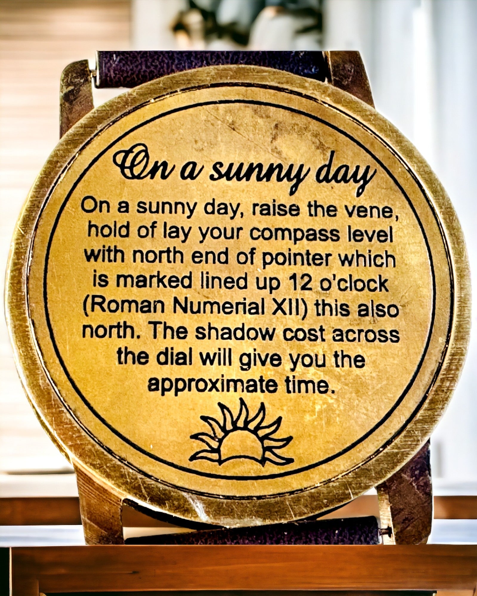 Sundial with Compass - Handcrafted, Authentic Craftsmanship, engraving option