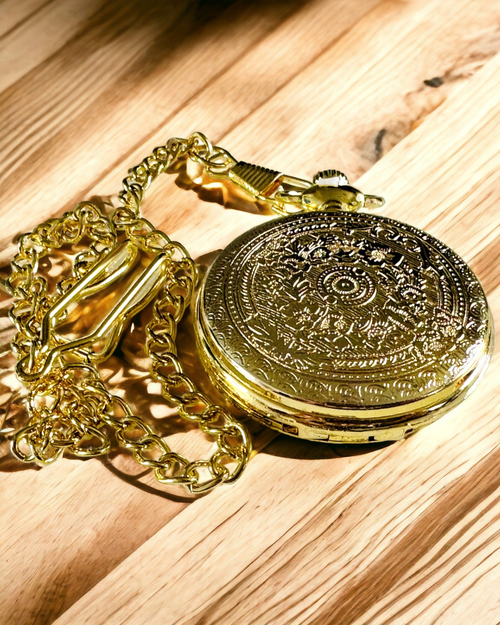 Gold Pocket Watch in Retro Style with Engraving Option