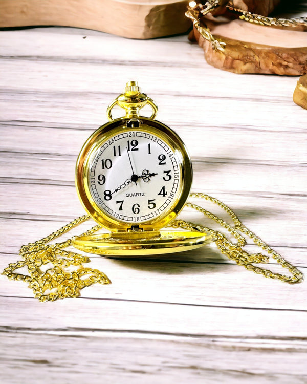 Gold Color Vintage Pocket Watch with Engravable Pocket Watch